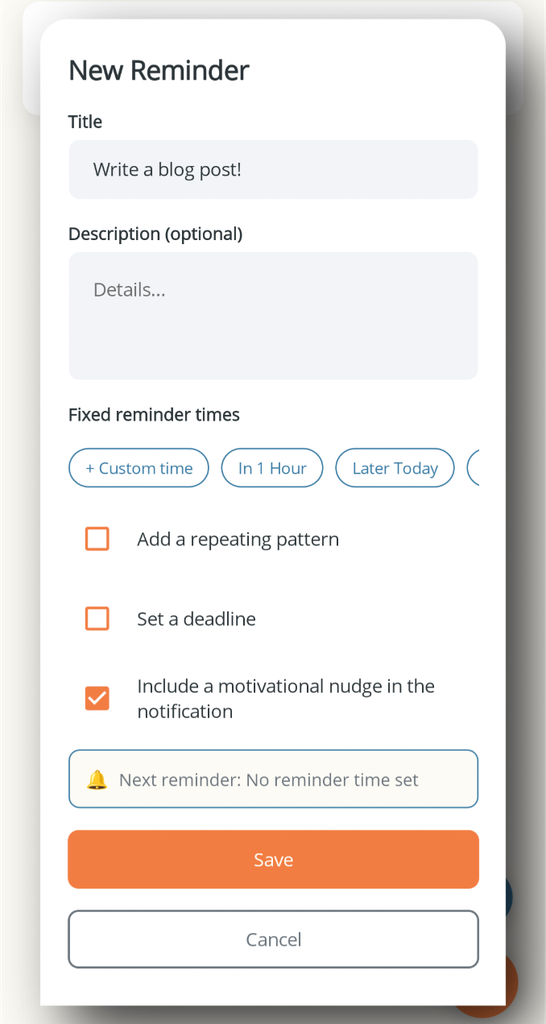 Creating new reminder